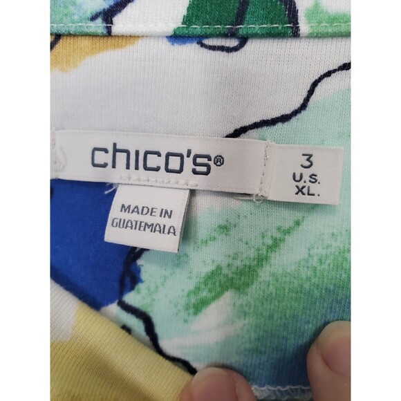Chico's Pima Cotton Floral Print Square Neck 3/4 Sleeve Tunic Size 3 (XL) - Picture 3 of 6